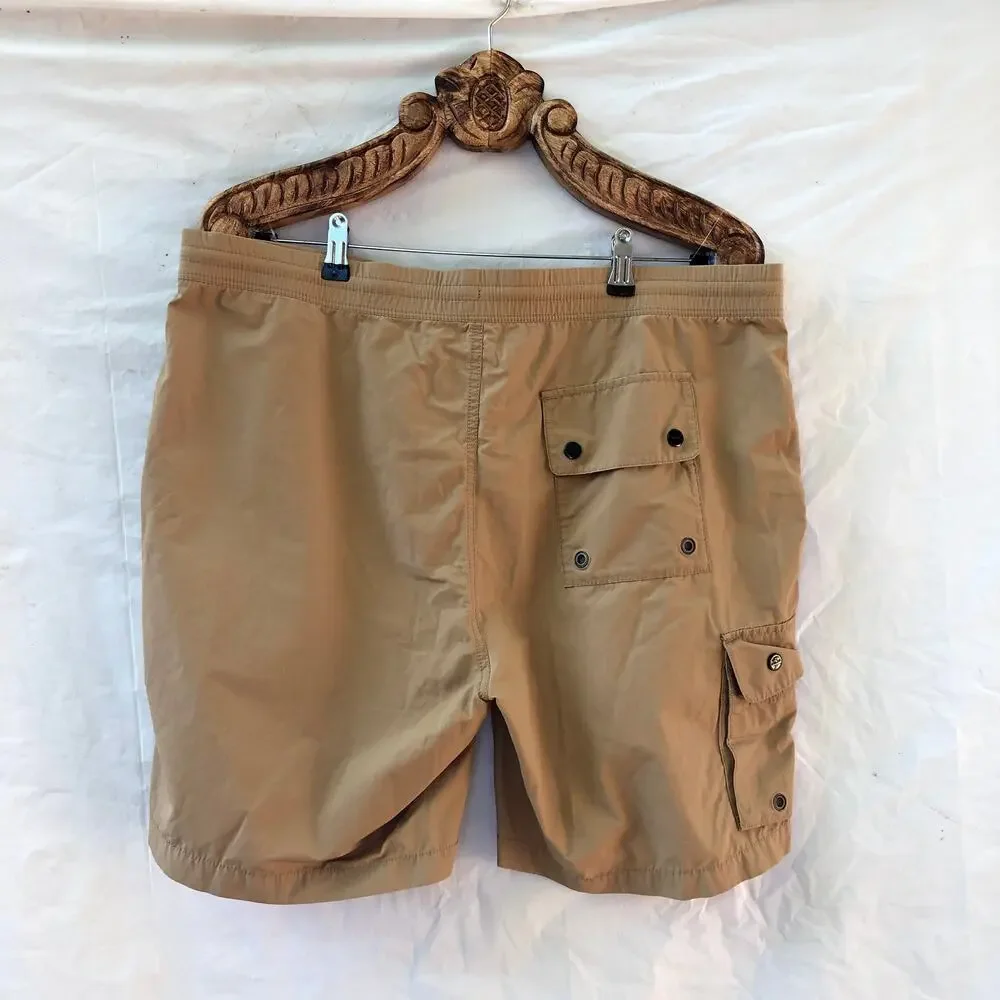 Ralph Laruen RLX Mens Golf Shorts Tan Cargo Shorts Drawstring Waist with Zip 2X